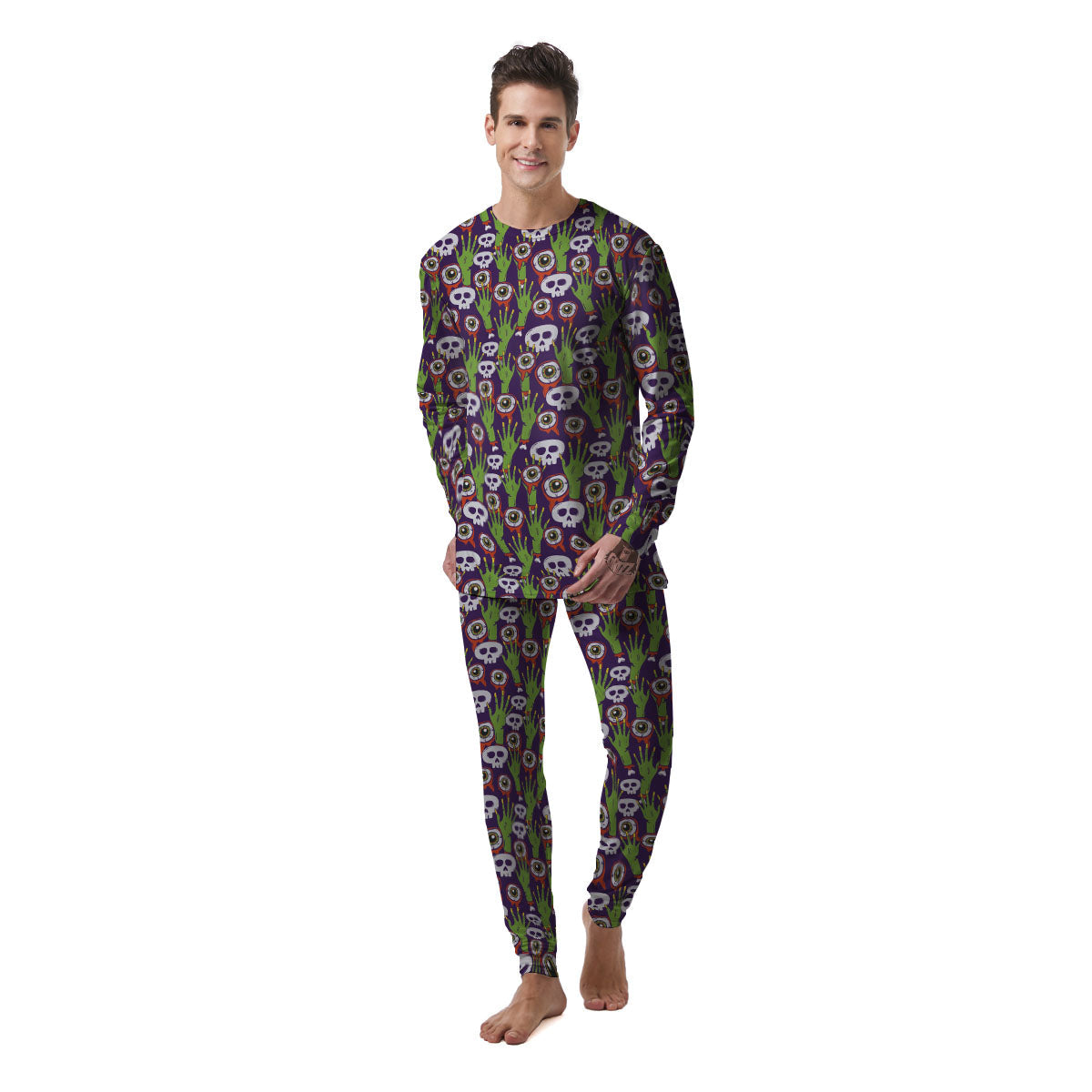 Eyeball Zombie Print Pattern Men's Pajamas-grizzshop