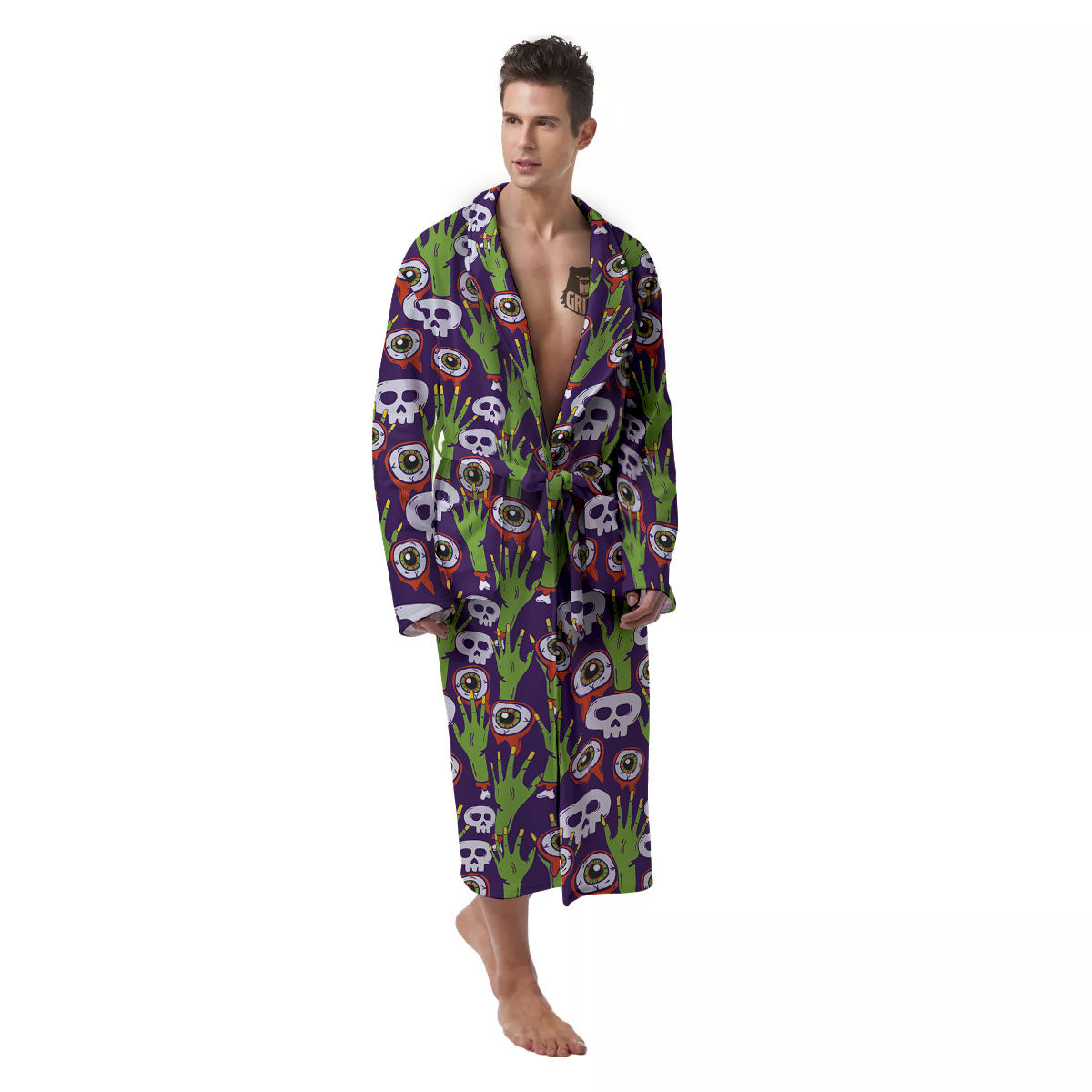 Eyeball Zombie Print Pattern Men's Robe-grizzshop