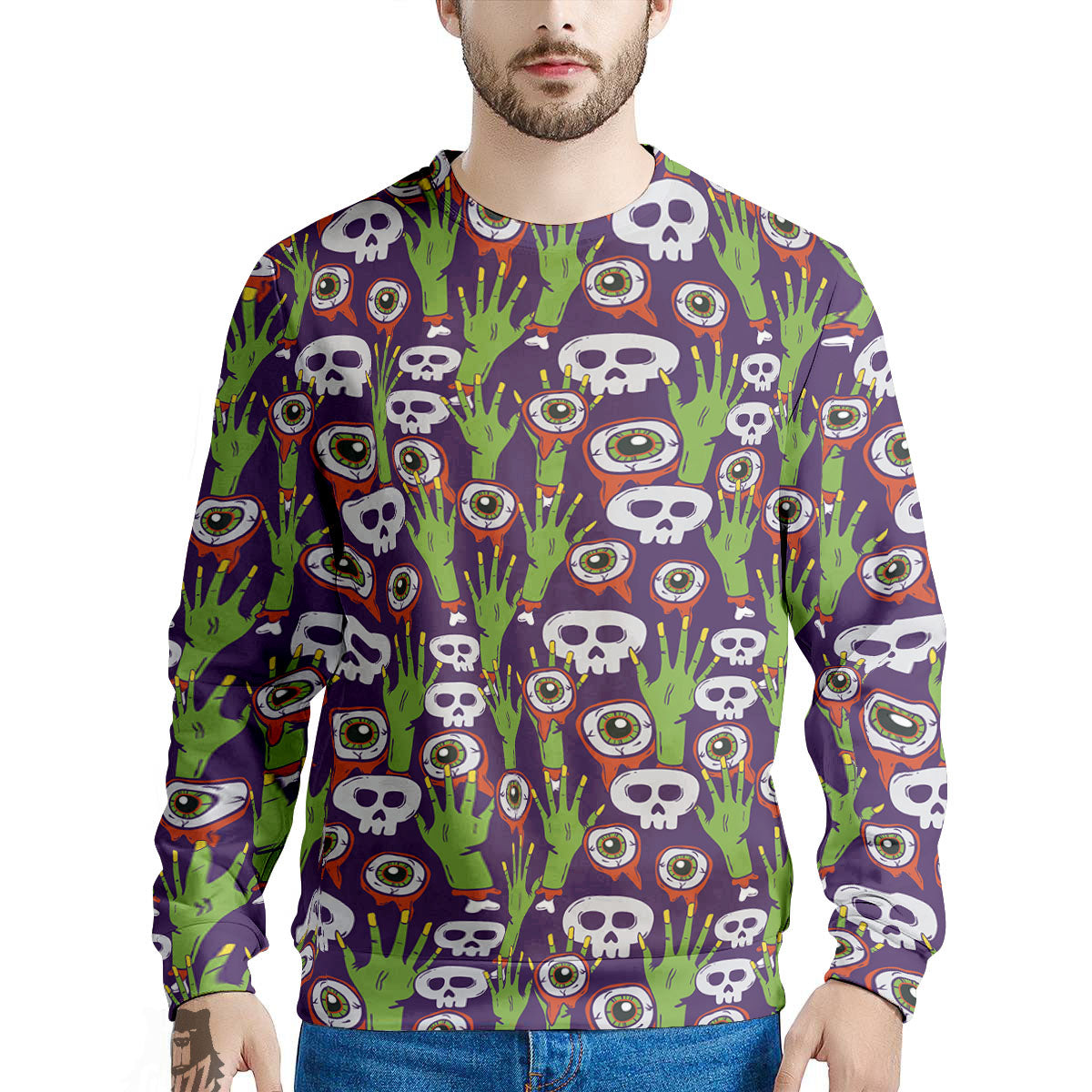 Eyeball Zombie Print Pattern Men's Sweatshirt-grizzshop