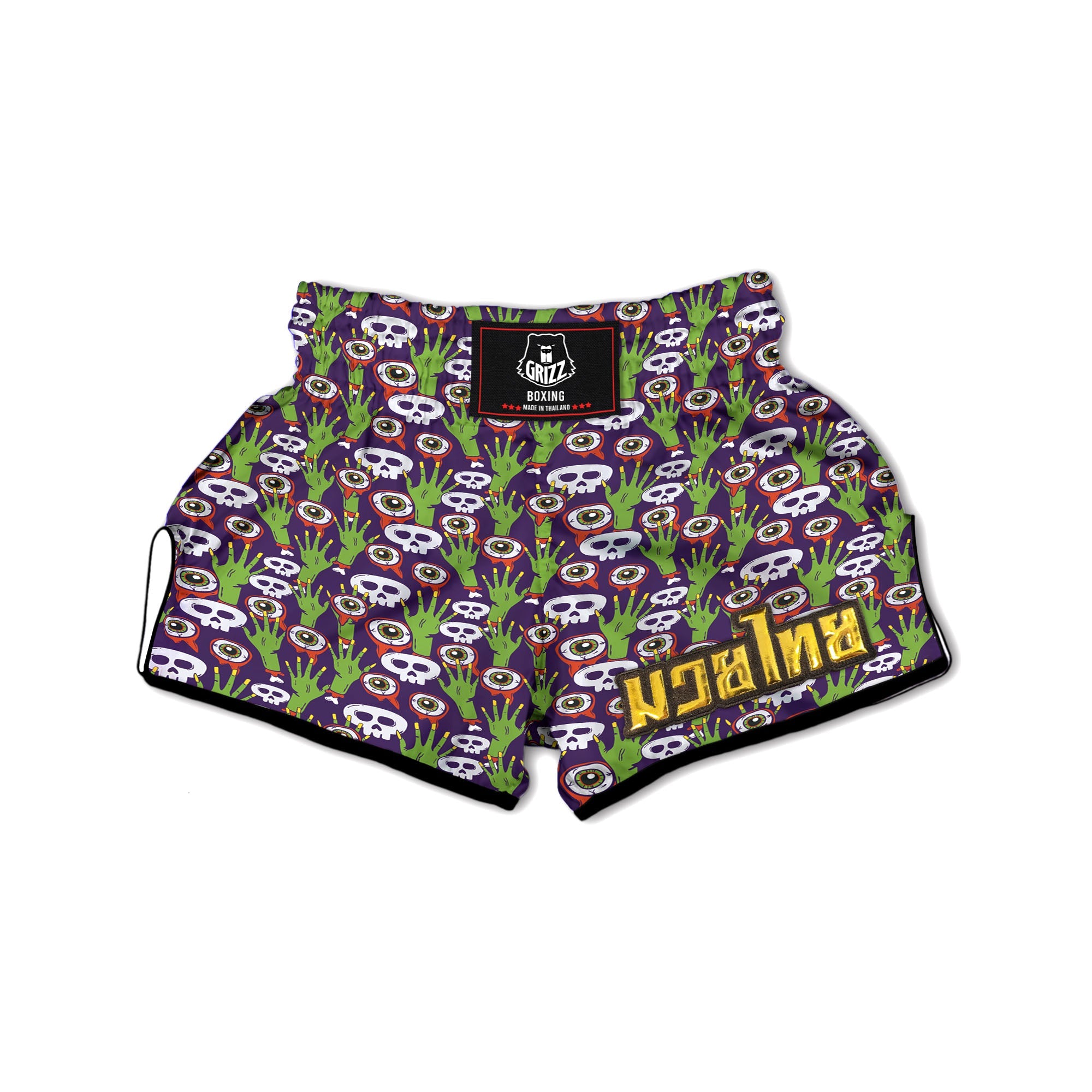 Eyeball Zombie Print Pattern Muay Thai Boxing Shorts-grizzshop