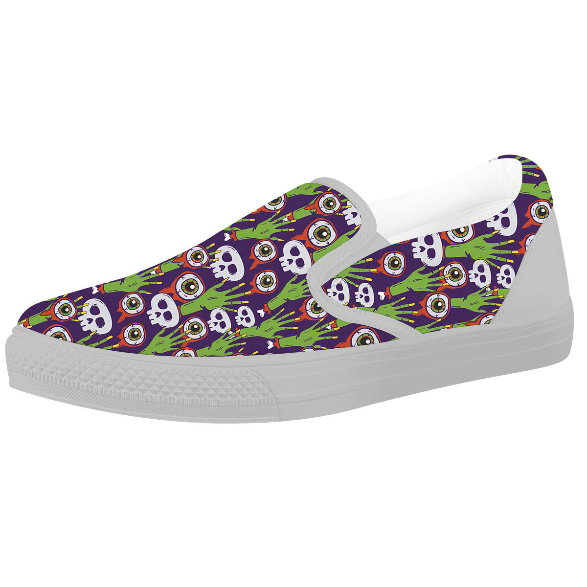 Eyeball Zombie Print Pattern White Slip On Shoes-grizzshop