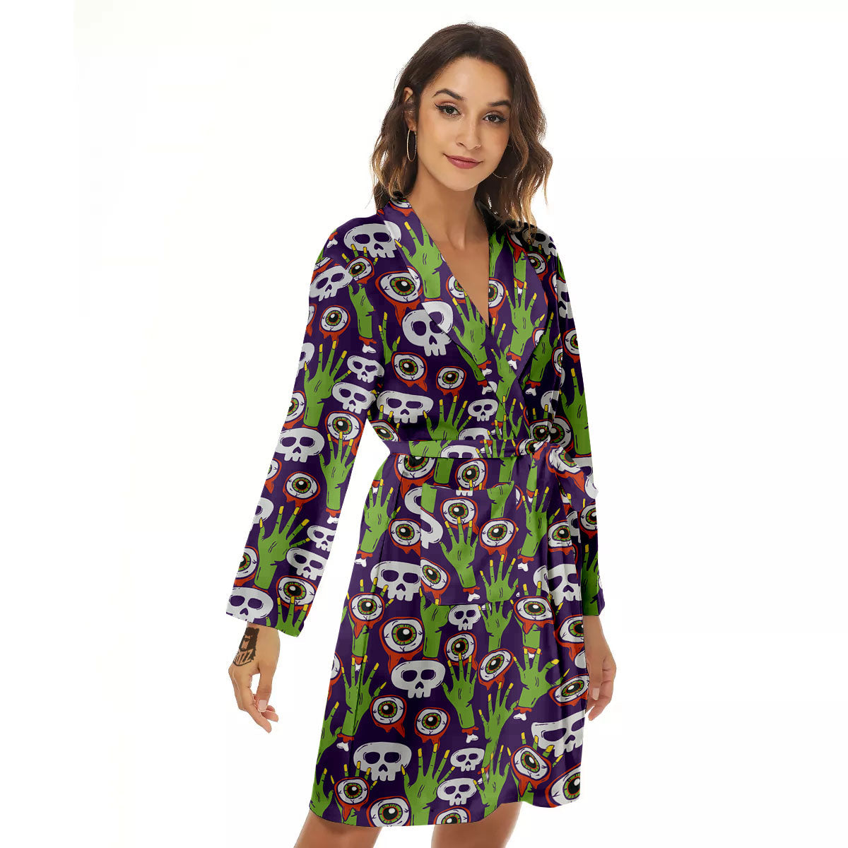 Eyeball Zombie Print Pattern Women's Robe-grizzshop