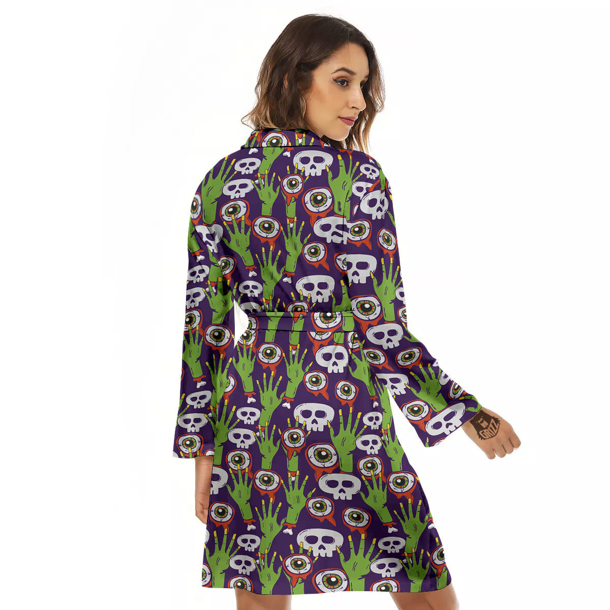 Eyeball Zombie Print Pattern Women's Robe-grizzshop