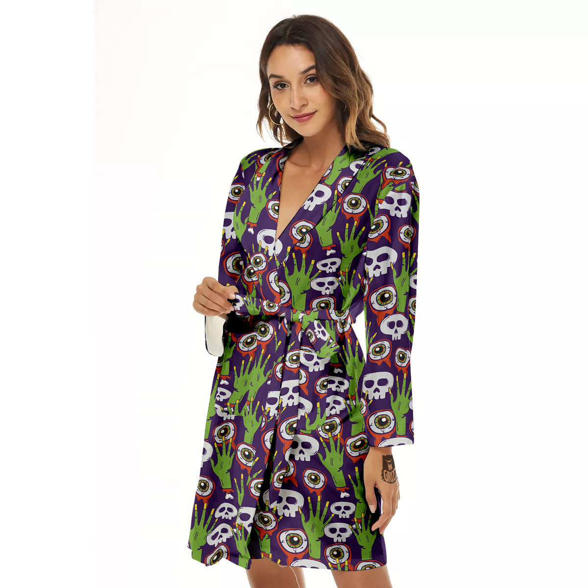 Eyeball Zombie Print Pattern Women's Robe-grizzshop
