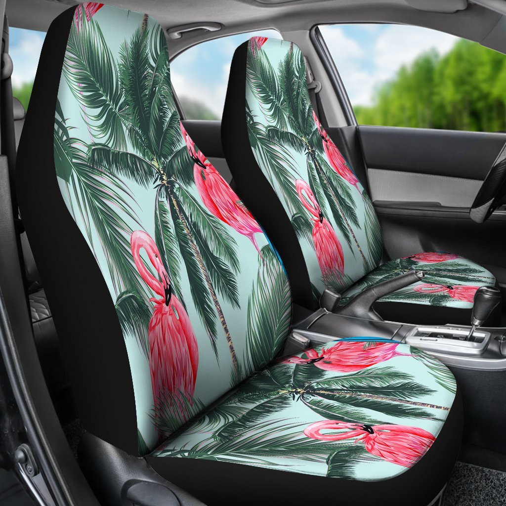 FLAMINGOS TROPICAL PALM TREE CAR SEAT COVER UNIVERSAL FIT-grizzshop
