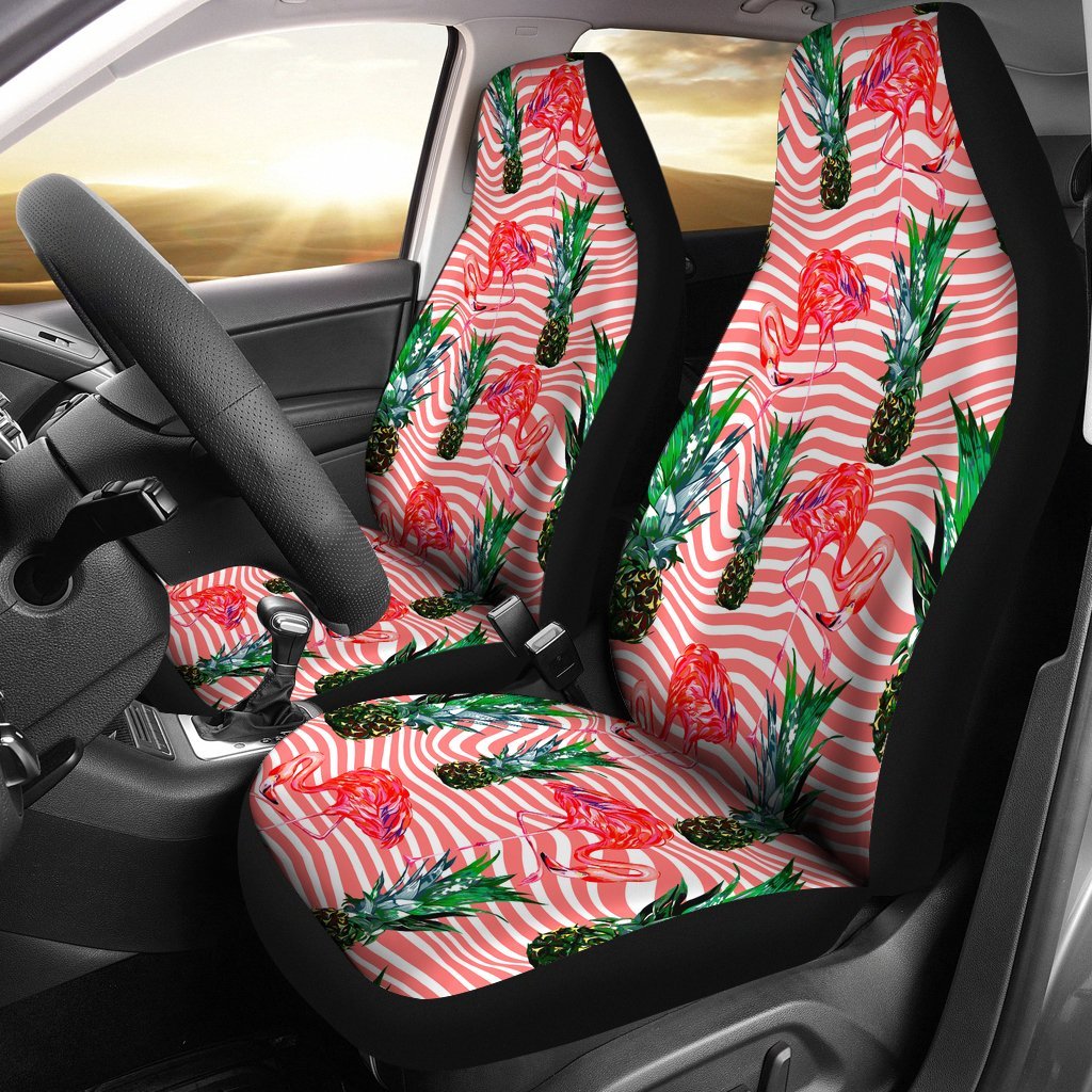 FLAMINGOS TROPICAL PINEAPPLE CAR SEAT COVER UNIVERSAL FIT-grizzshop