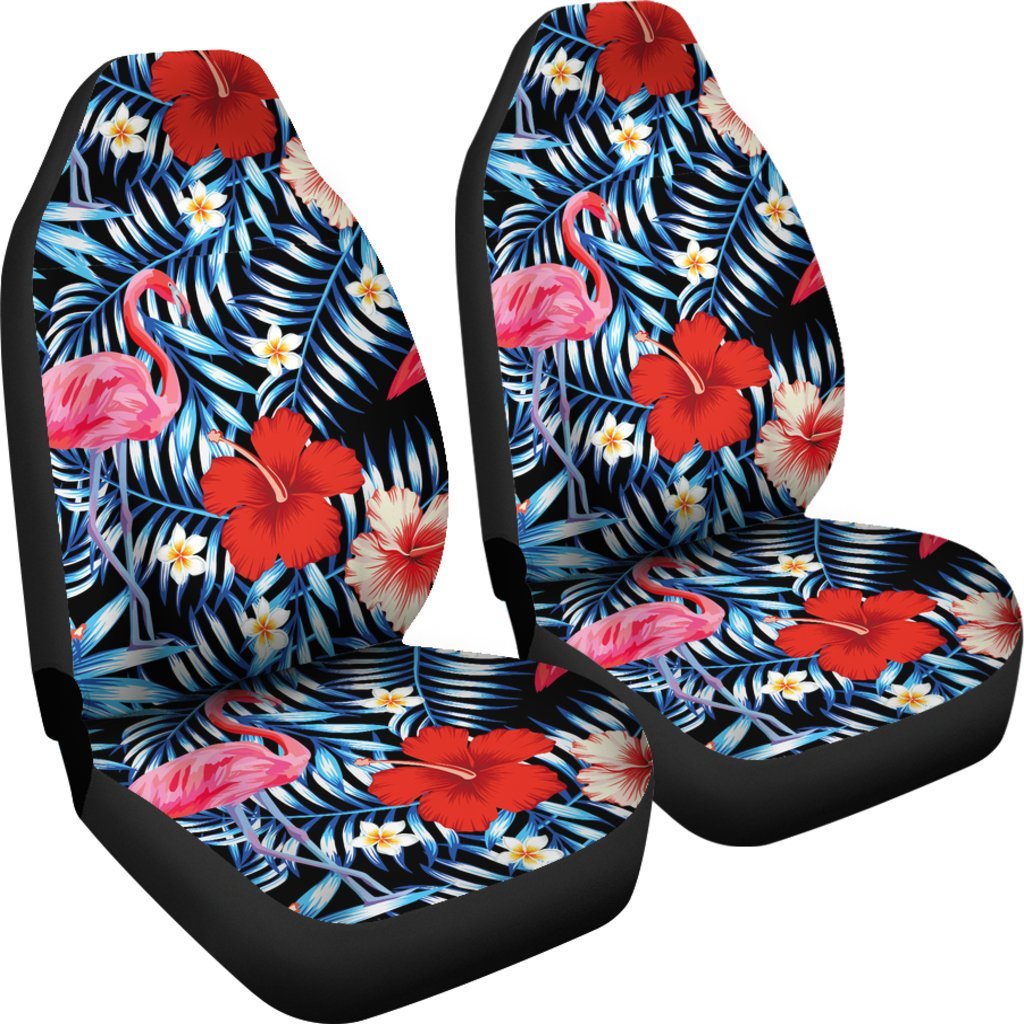 FLAMINGOS TROPICAL RED HIBISCUS CAR SEAT COVER UNIVERSAL FIT-grizzshop