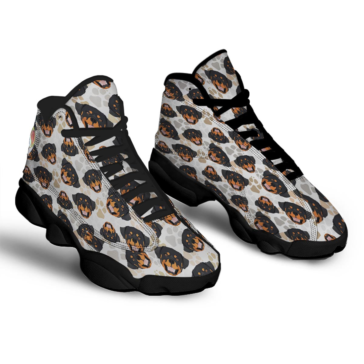 Face Rottweiler Print Pattern Black Basketball Shoes-grizzshop