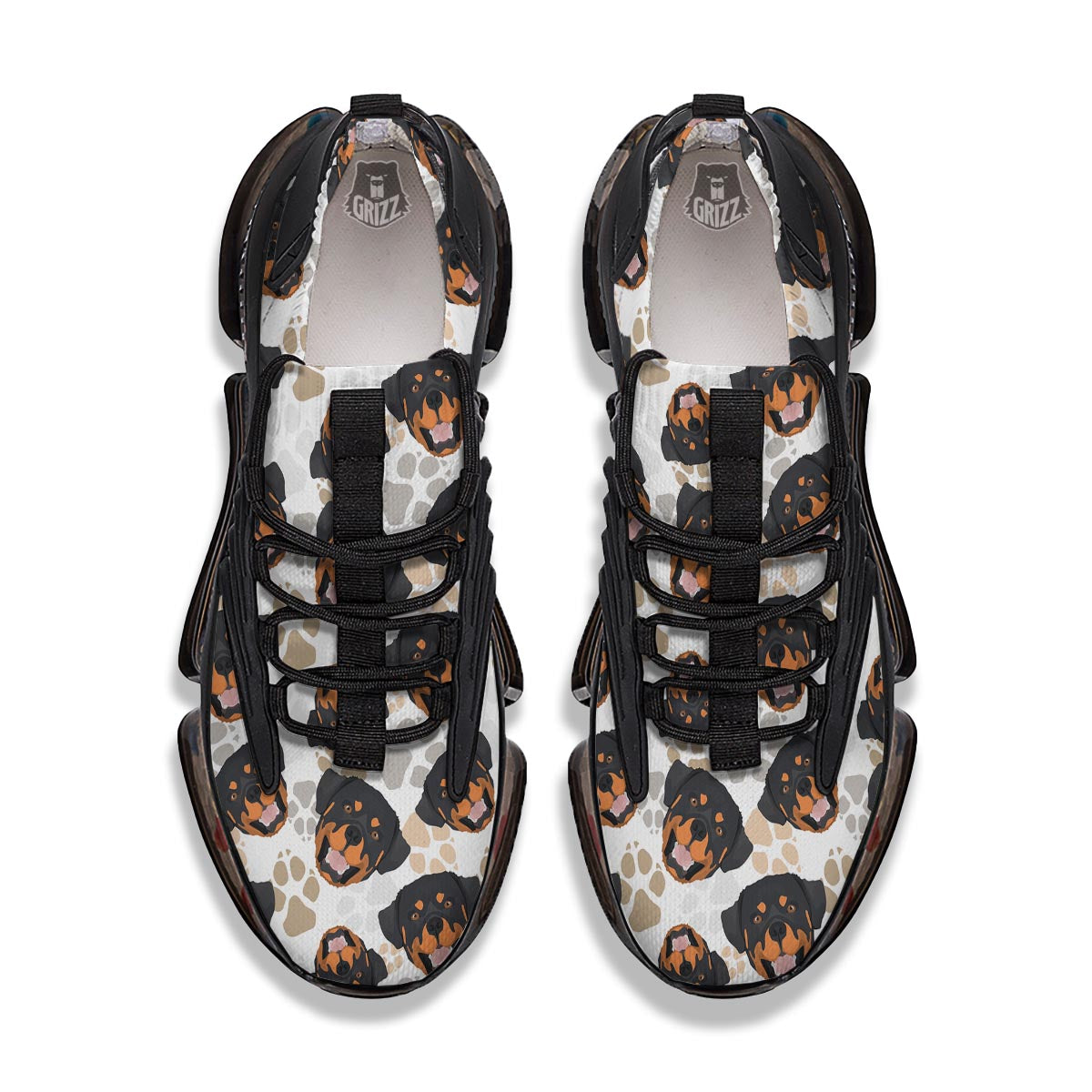 Face Rottweiler Print Pattern Black Gym Shoes-grizzshop