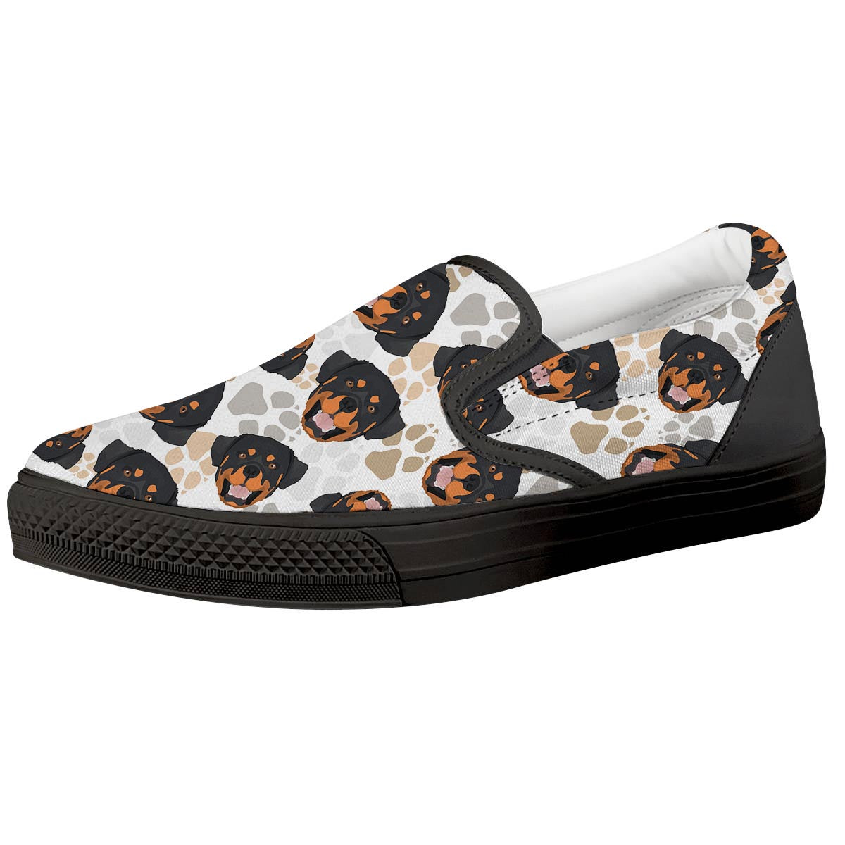 Face Rottweiler Print Pattern Black Slip On Shoes-grizzshop