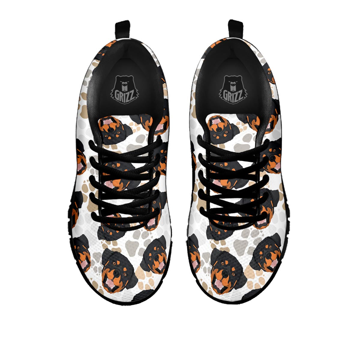 Face Rottweiler Print Pattern Black Sneaker-grizzshop