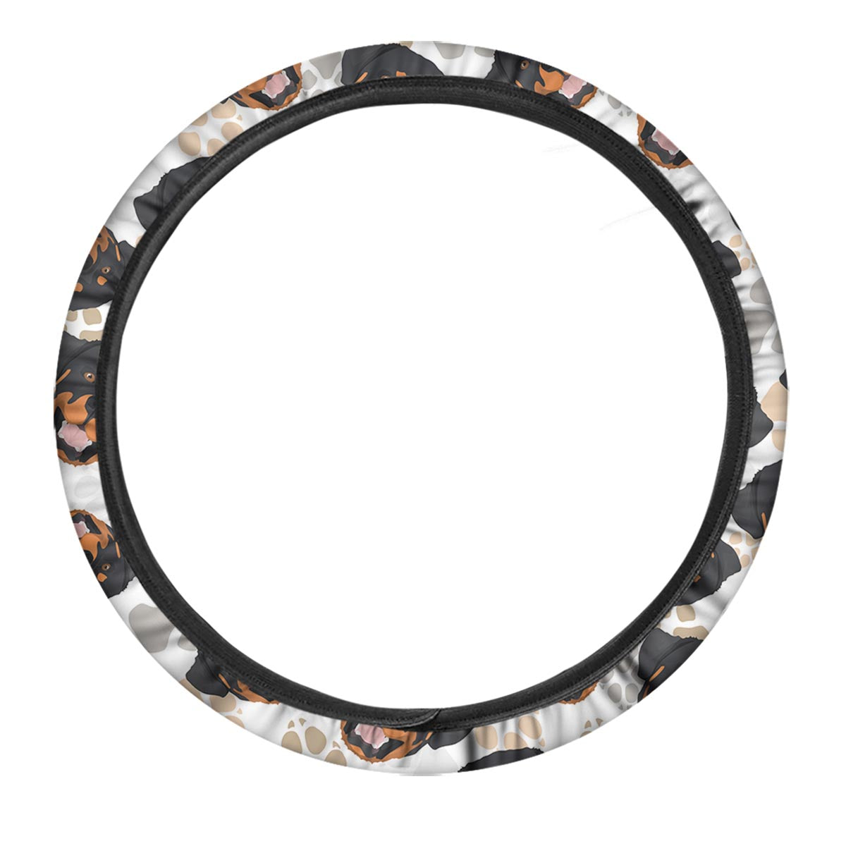 Face Rottweiler Print Pattern Car Steering Wheel Cover-grizzshop