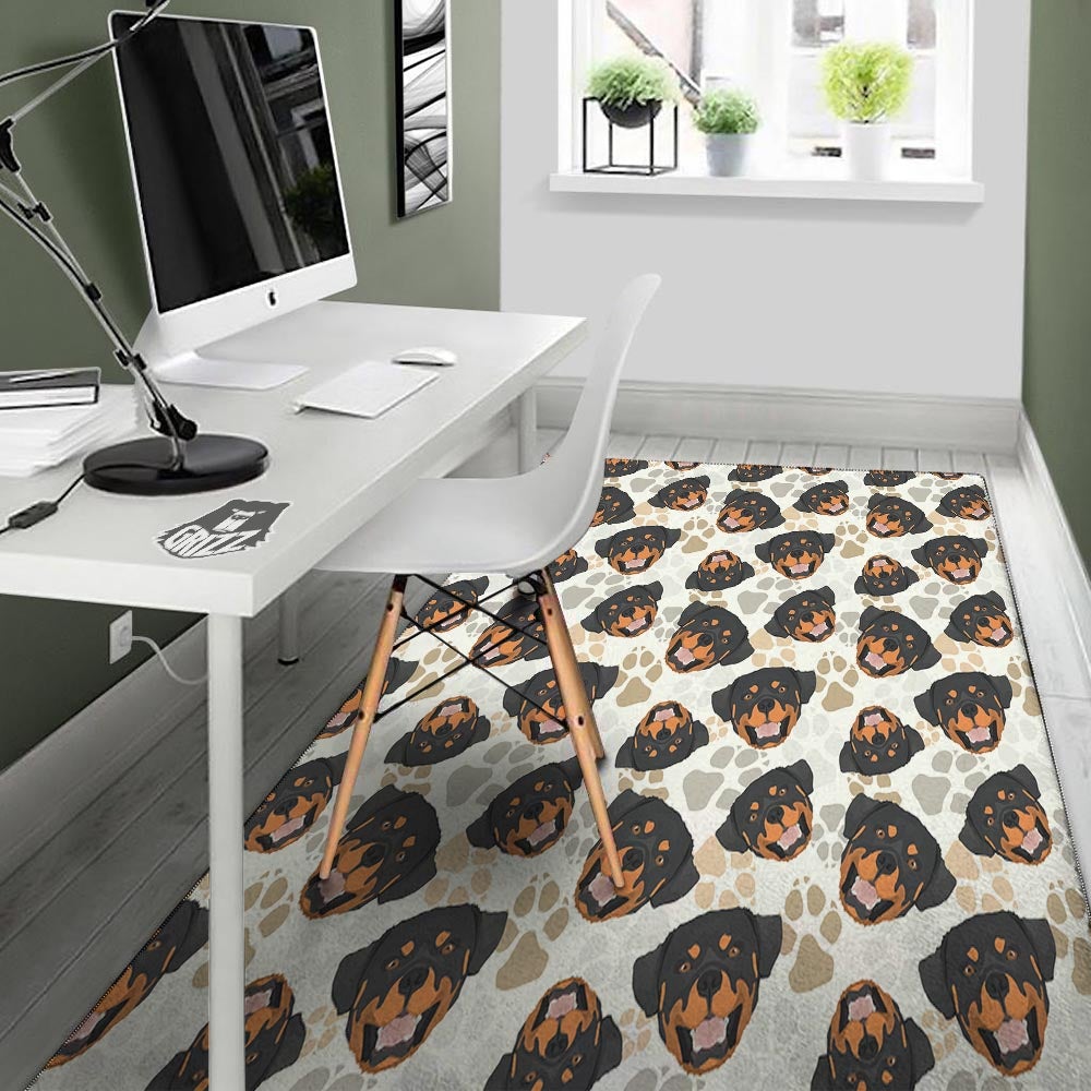 Face Rottweiler Print Pattern Floor Mat-grizzshop