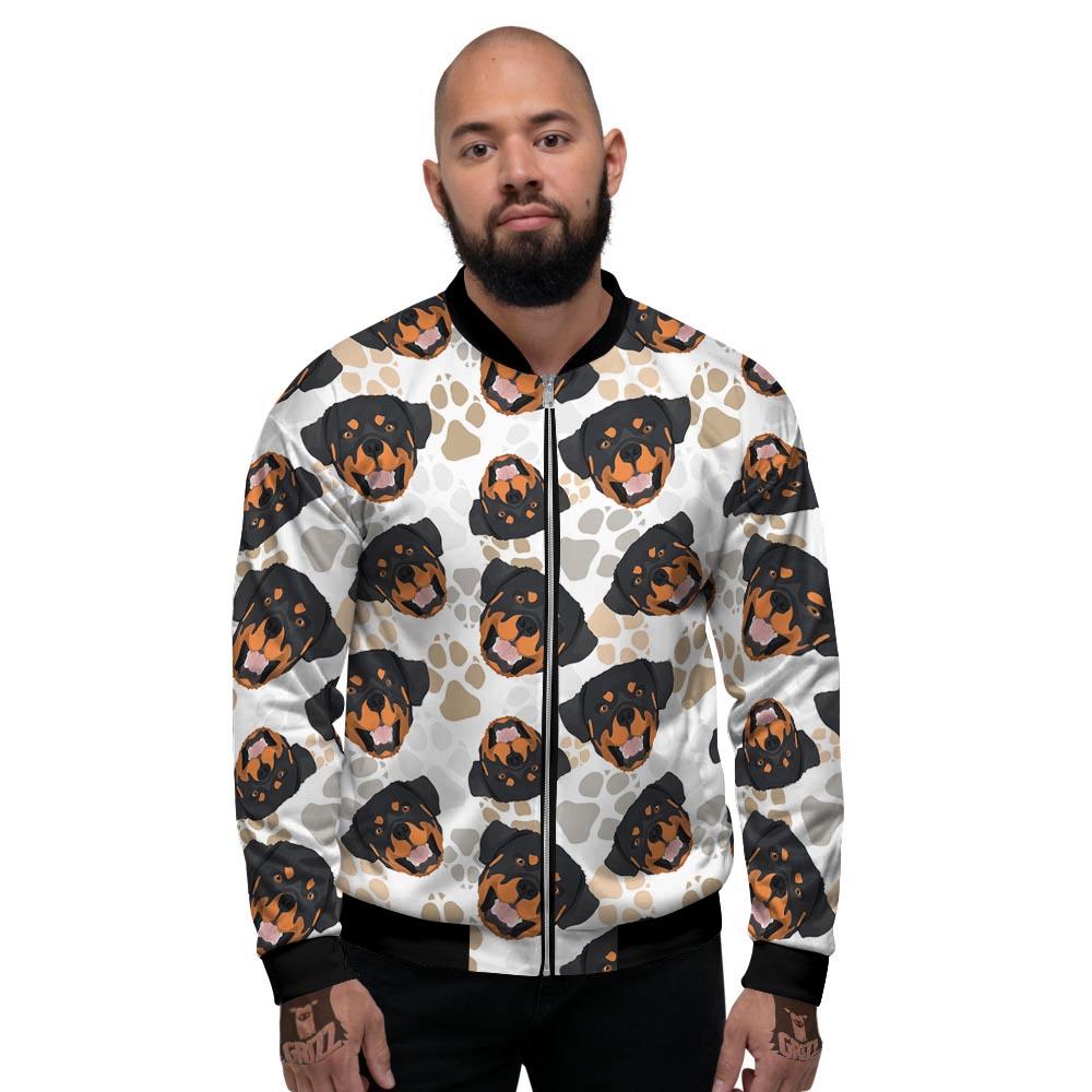 Face Rottweiler Print Pattern Men's Bomber Jacket-grizzshop