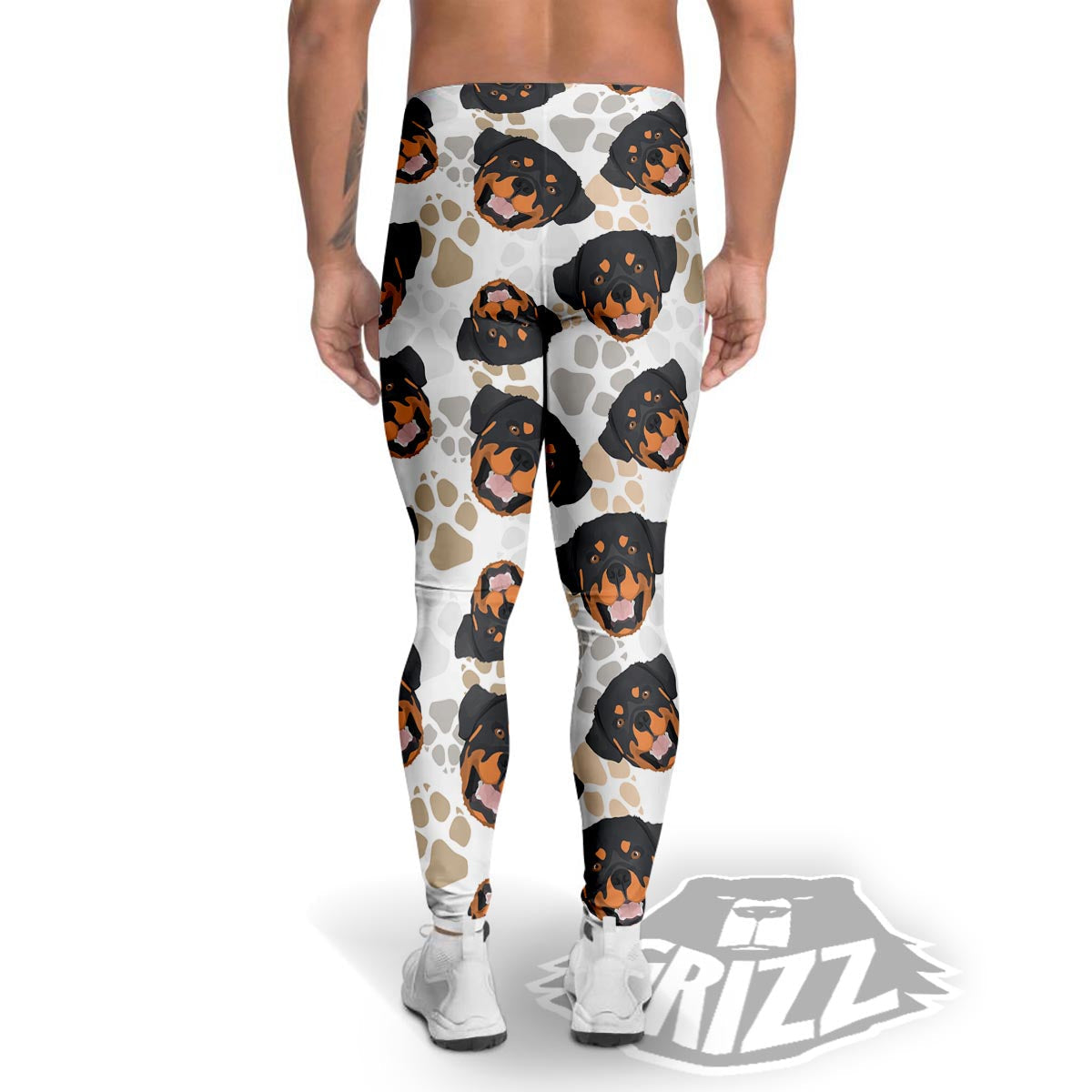Face Rottweiler Print Pattern Men's Leggings-grizzshop