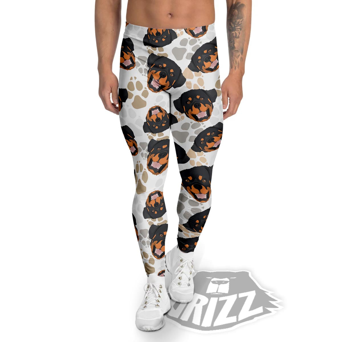 Face Rottweiler Print Pattern Men's Leggings-grizzshop