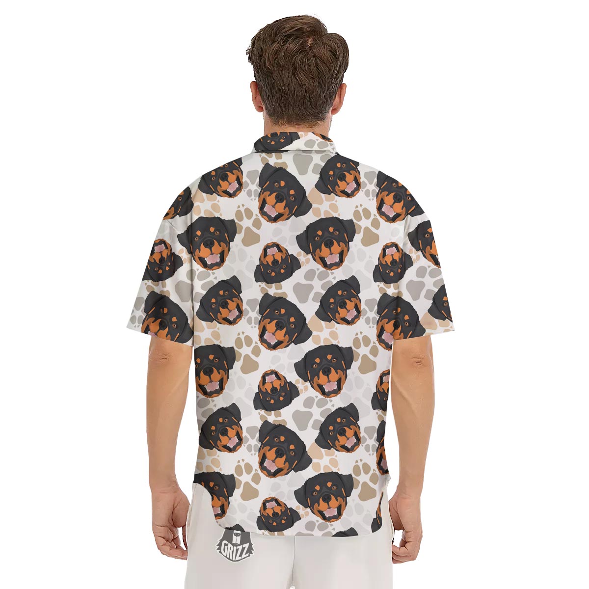 Face Rottweiler Print Pattern Men's Short Sleeve Shirts-grizzshop