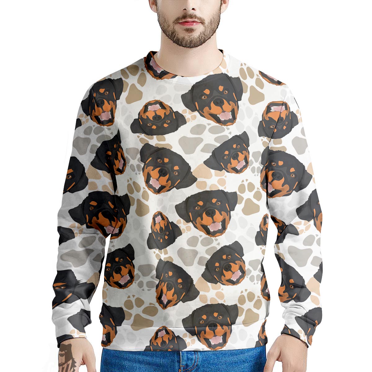 Face Rottweiler Print Pattern Men's Sweatshirt-grizzshop