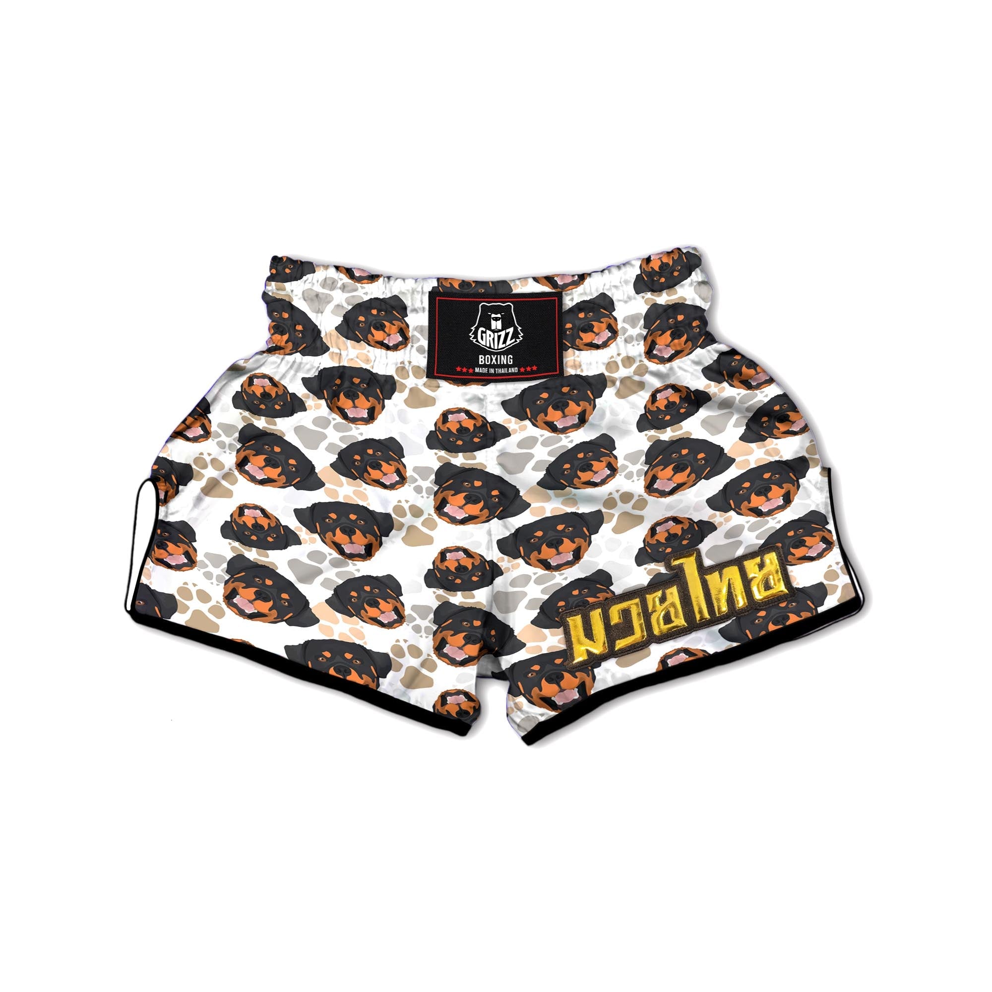 Face Rottweiler Print Pattern Muay Thai Boxing Shorts-grizzshop