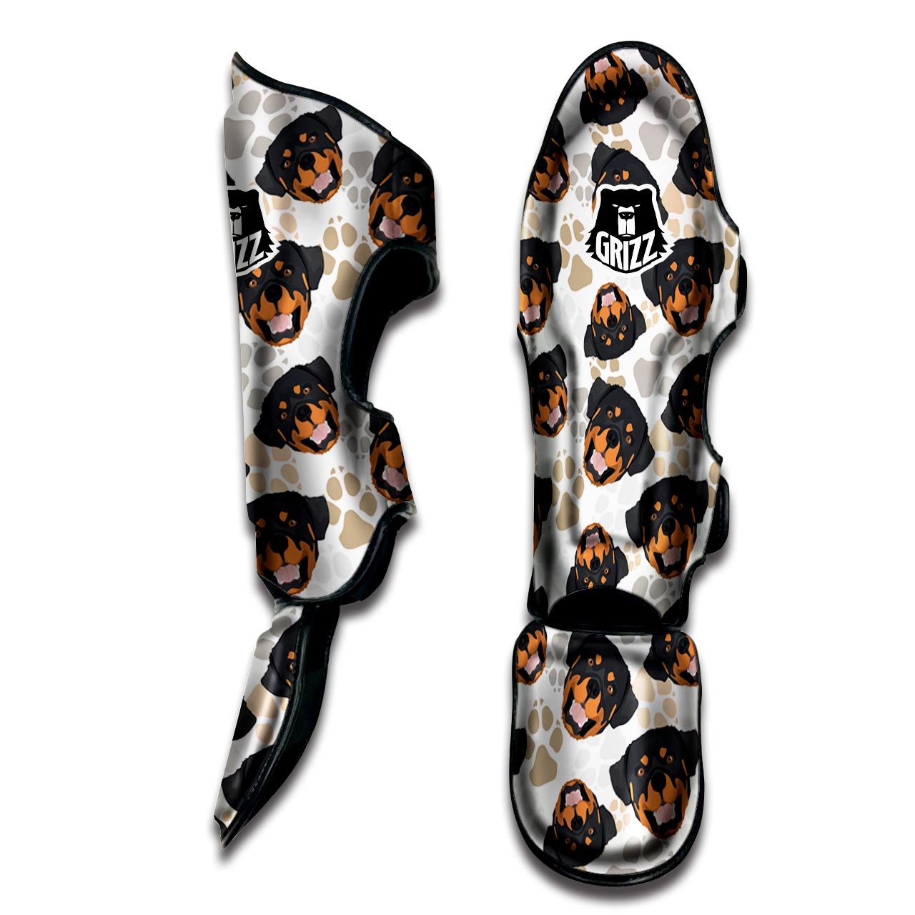 Face Rottweiler Print Pattern Muay Thai Shin Guards-grizzshop