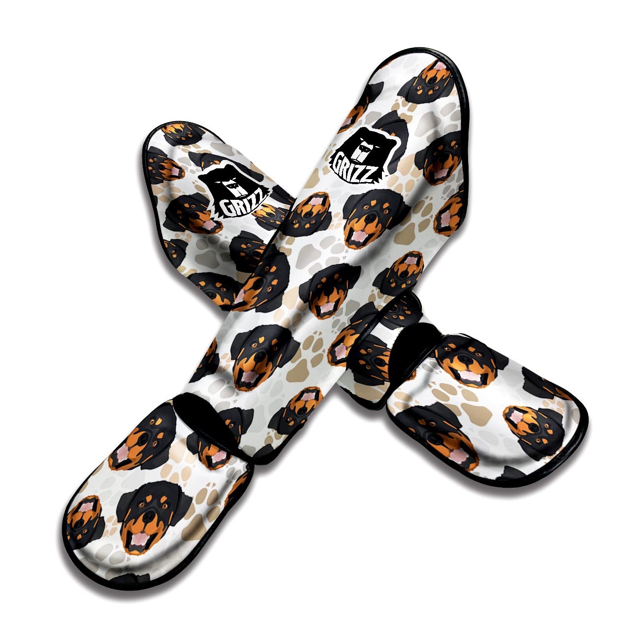 Face Rottweiler Print Pattern Muay Thai Shin Guards-grizzshop