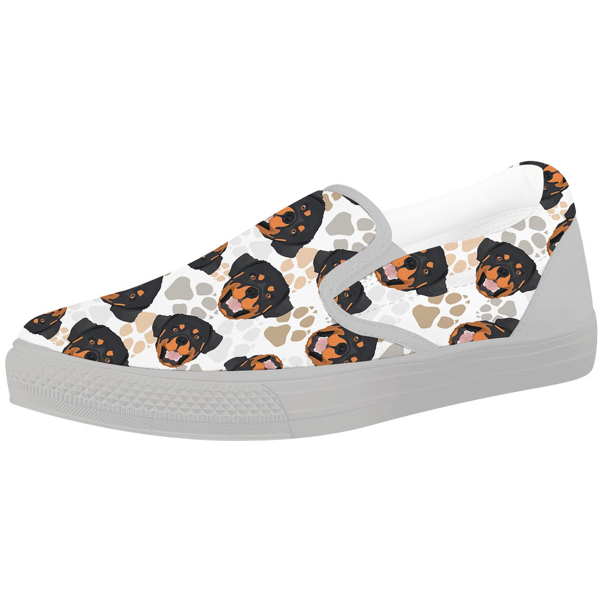 Face Rottweiler Print Pattern White Slip On Shoes-grizzshop