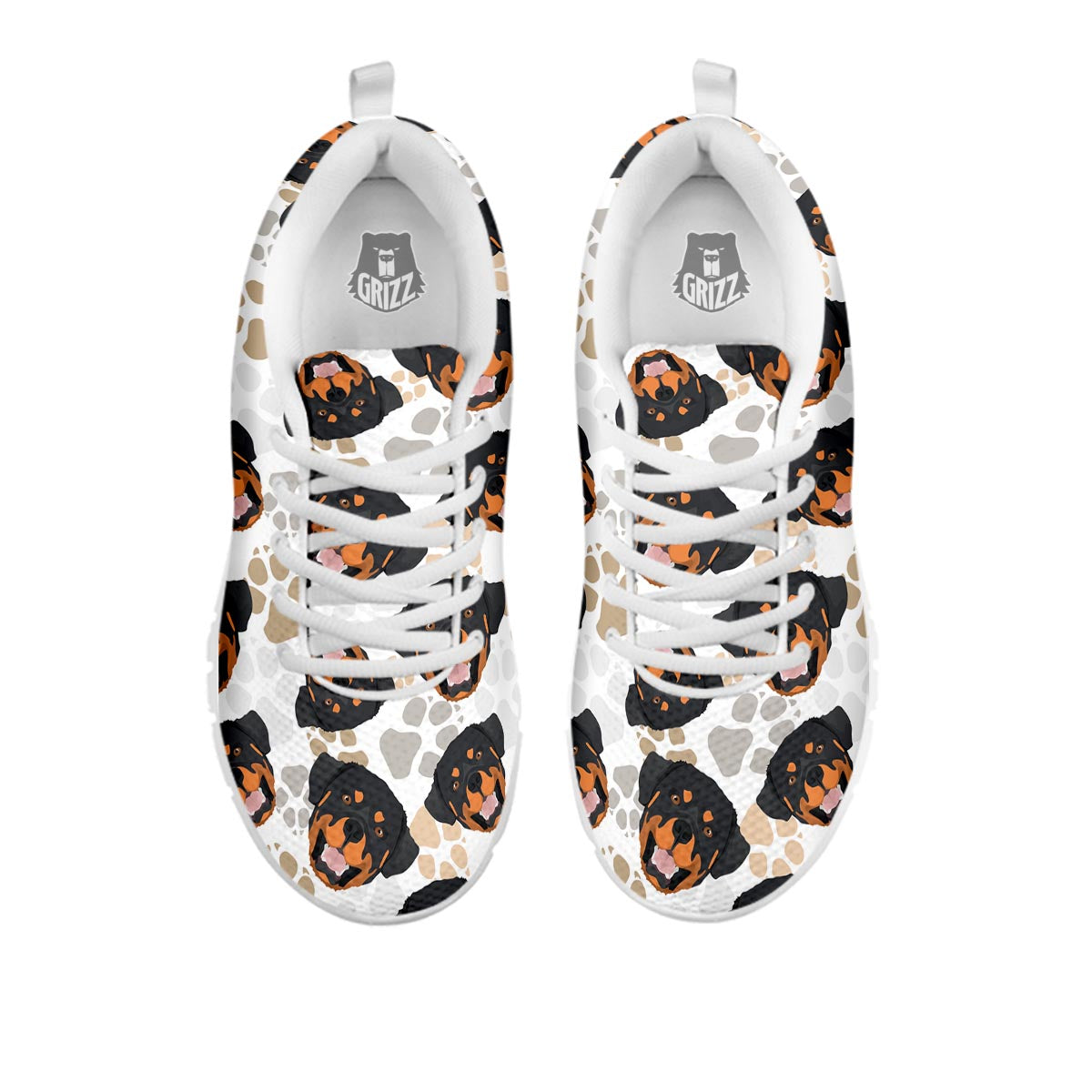Face Rottweiler Print Pattern White Sneaker-grizzshop