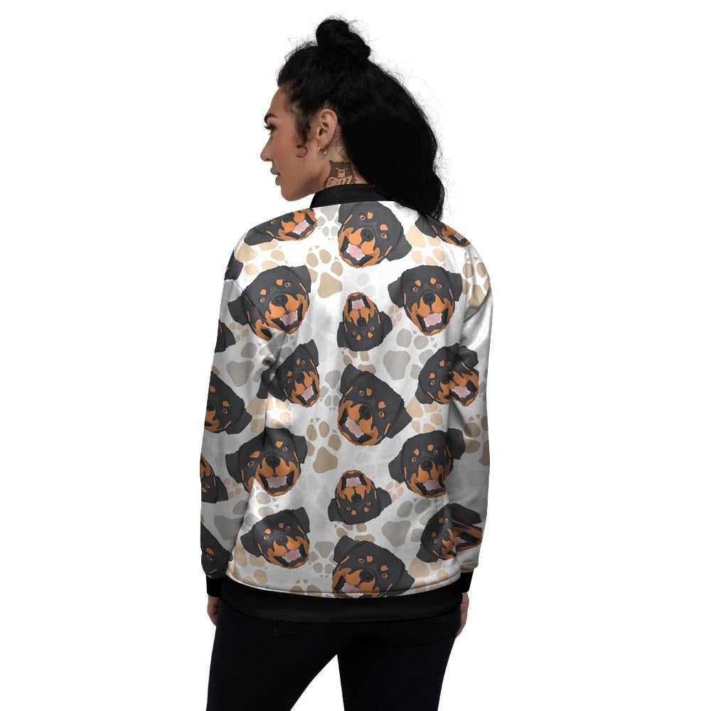 Face Rottweiler Print Pattern Women's Bomber Jacket-grizzshop