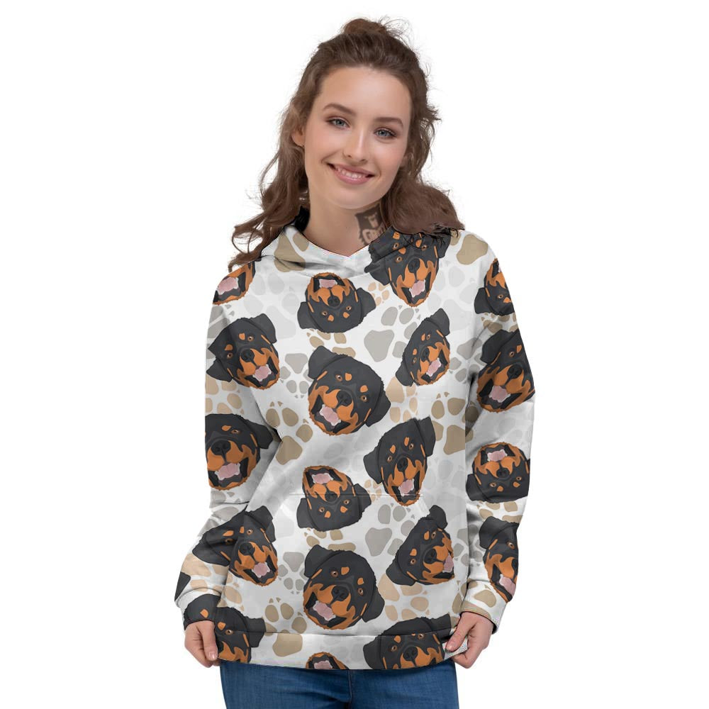 Face Rottweiler Print Pattern Women's Hoodie-grizzshop