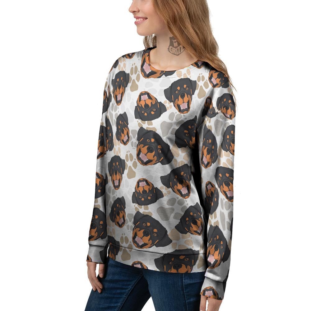 Face Rottweiler Print Pattern Women's Sweatshirt-grizzshop