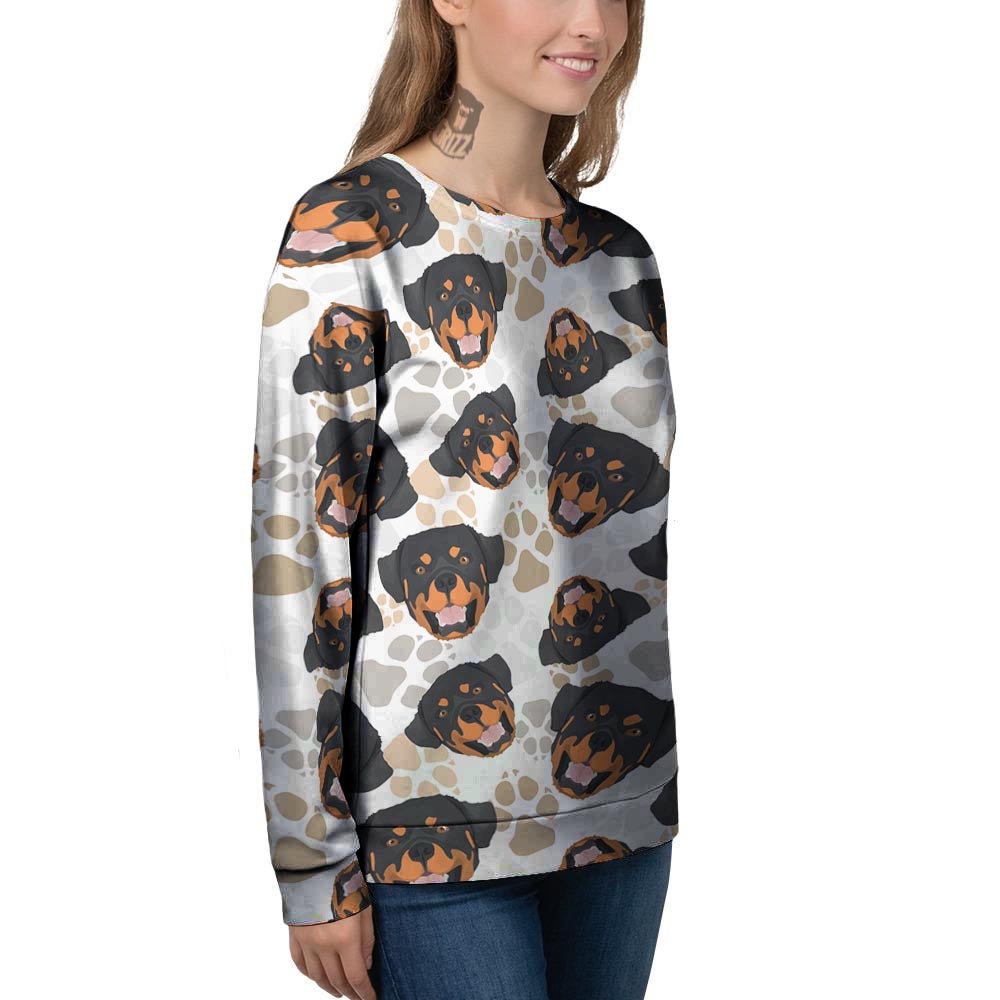 Face Rottweiler Print Pattern Women's Sweatshirt-grizzshop