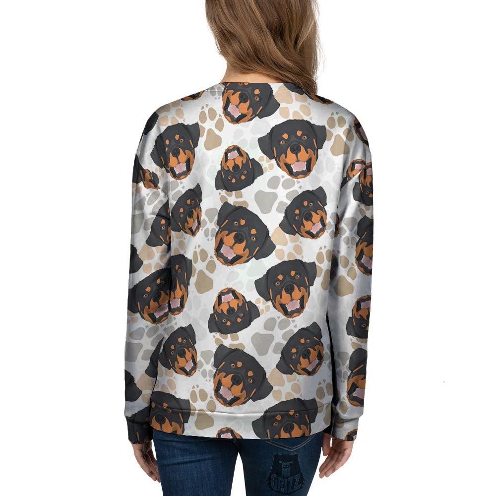 Face Rottweiler Print Pattern Women's Sweatshirt-grizzshop