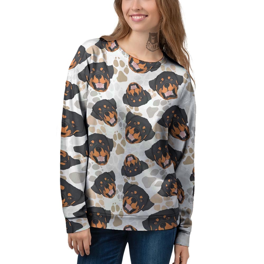 Face Rottweiler Print Pattern Women's Sweatshirt-grizzshop