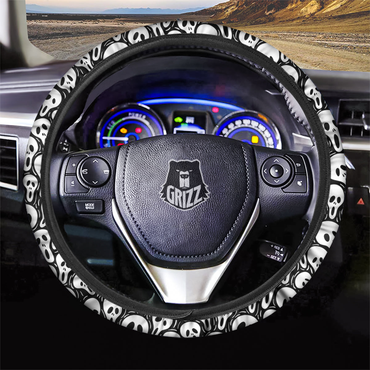 Face Scary Print Pattern Car Steering Wheel Cover-grizzshop
