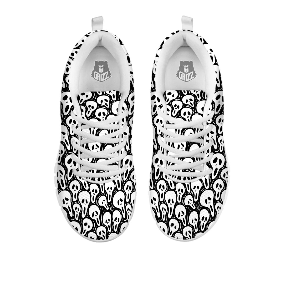 Face Scary Print Pattern White Sneaker-grizzshop