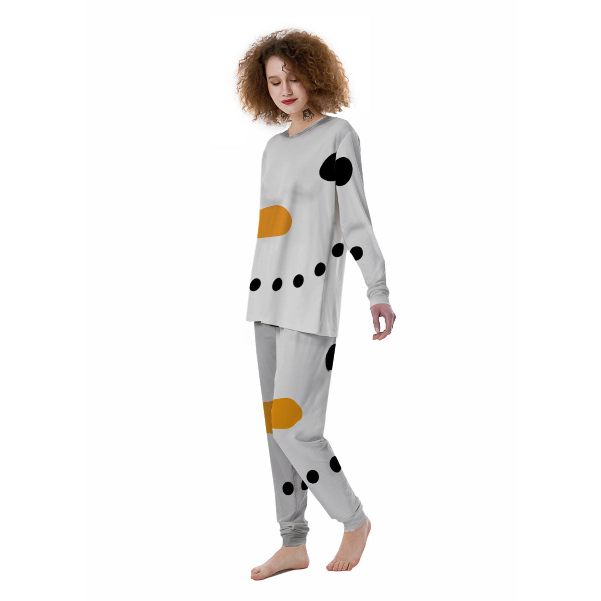 Face Snowman Print Women's Pajamas-grizzshop