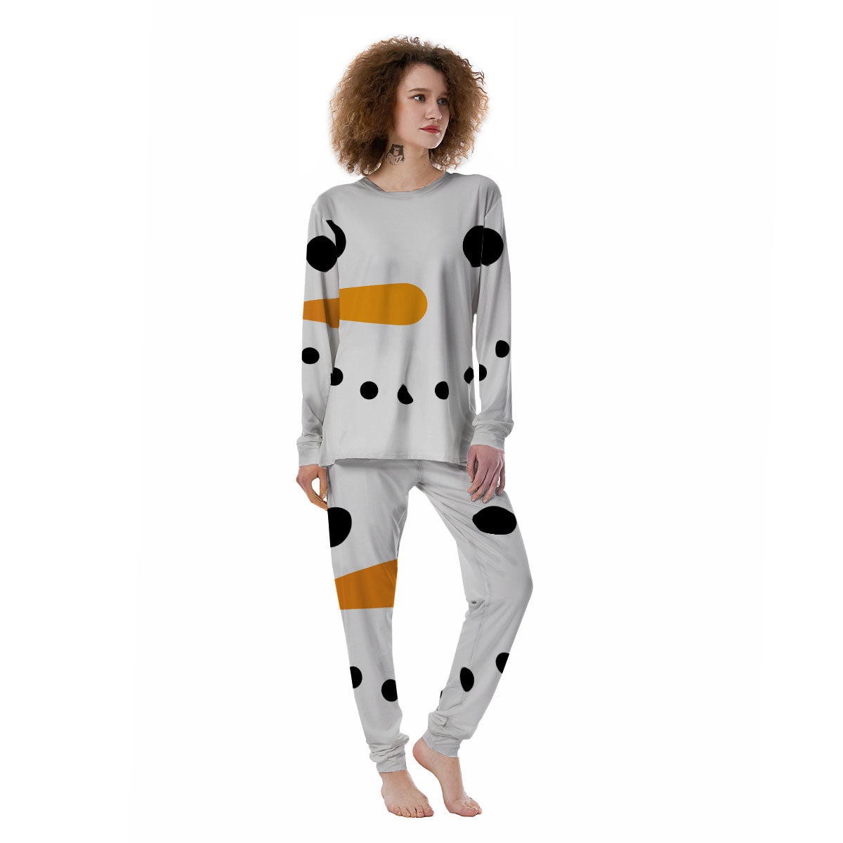 Face Snowman Print Women's Pajamas-grizzshop