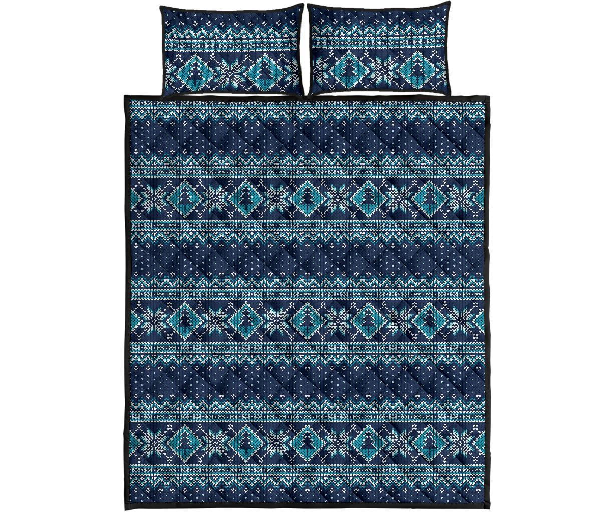 Fairisle Christmas Pattern Print Bed Set Quilt-grizzshop