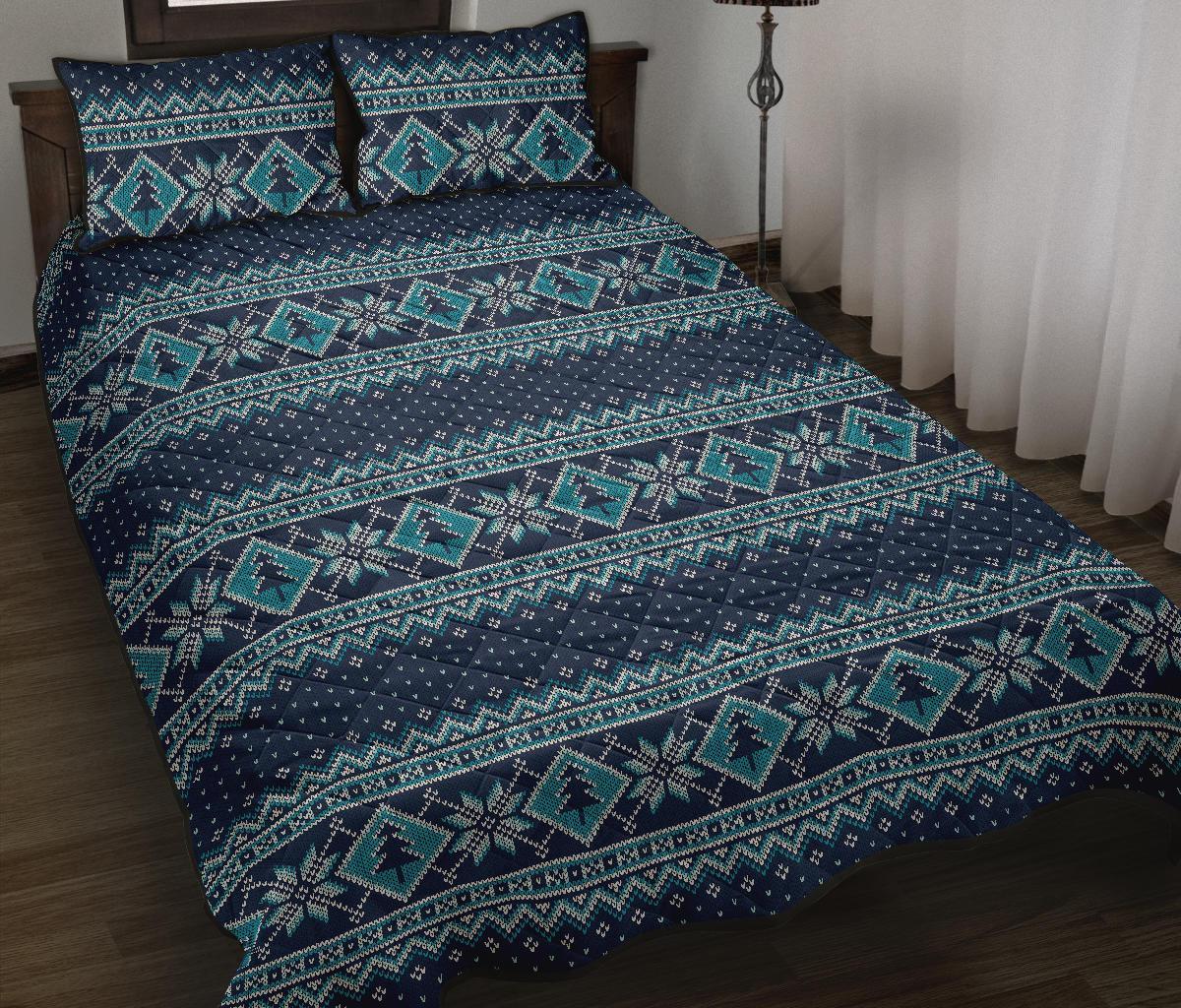 Fairisle Christmas Pattern Print Bed Set Quilt-grizzshop