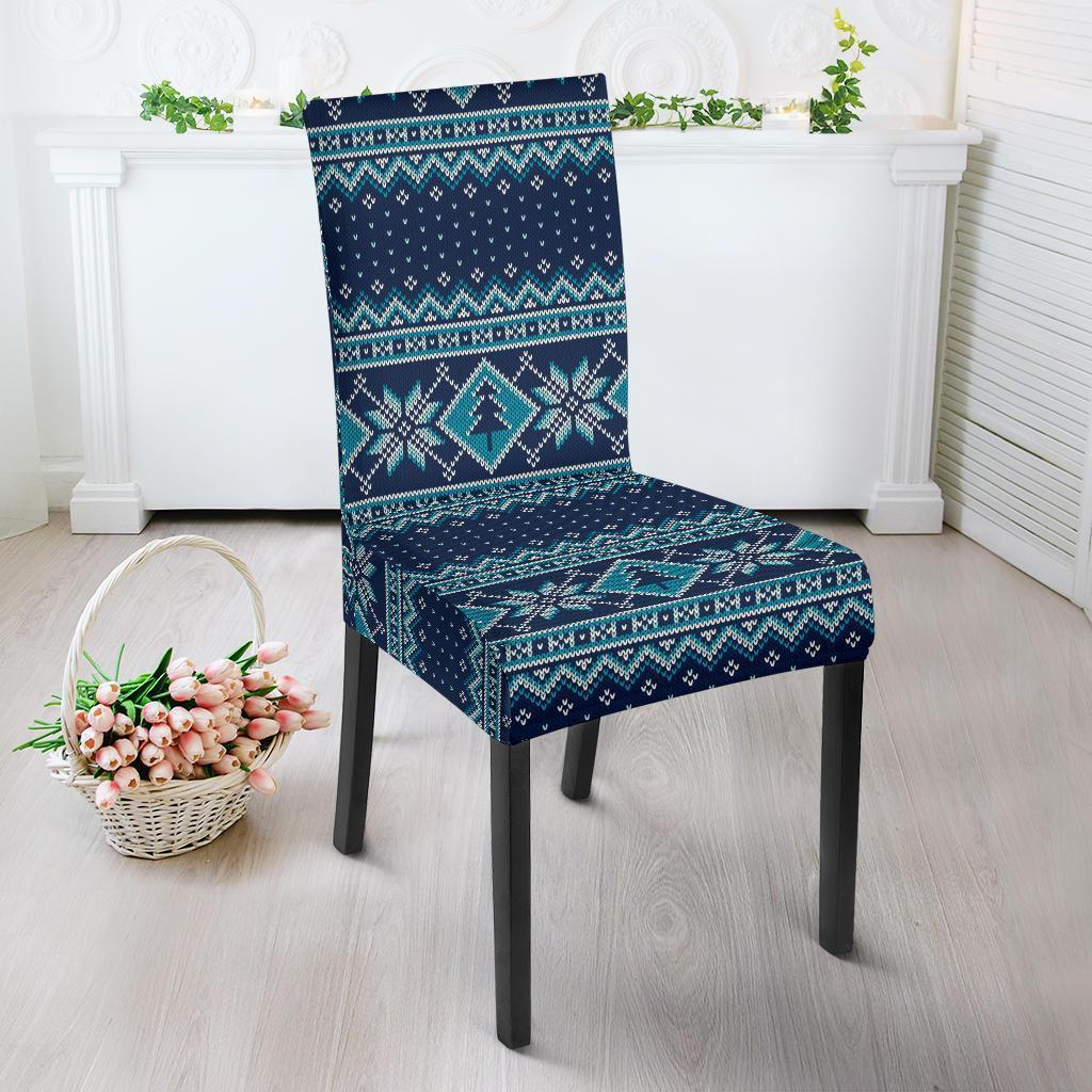 Fairisle Christmas Pattern Print Chair Cover-grizzshop