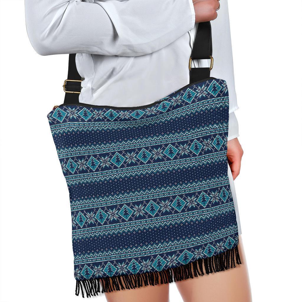 Fairisle Christmas Pattern Print Crossbody bags-grizzshop