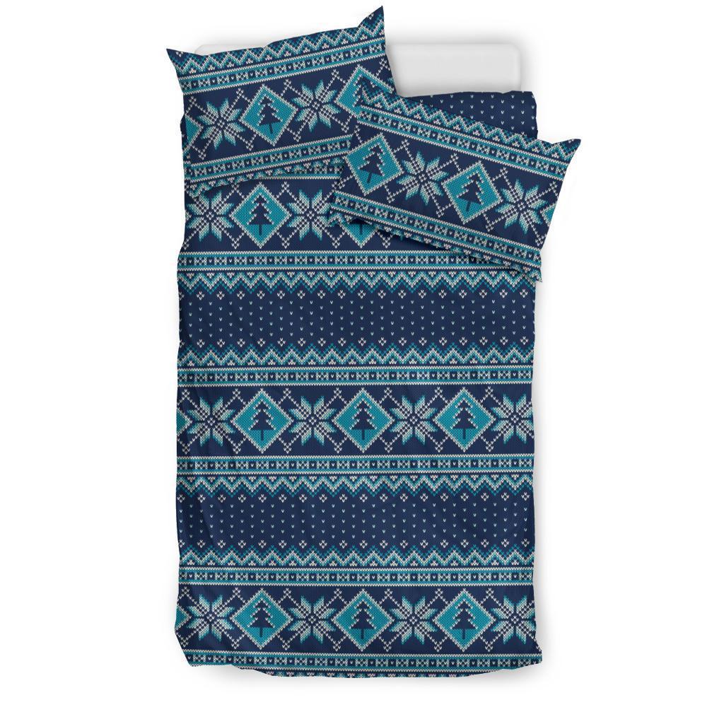 Fairisle Christmas Pattern Print Duvet Cover Bedding Set-grizzshop