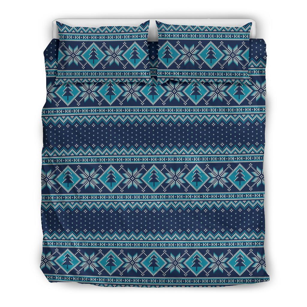 Fairisle Christmas Pattern Print Duvet Cover Bedding Set-grizzshop