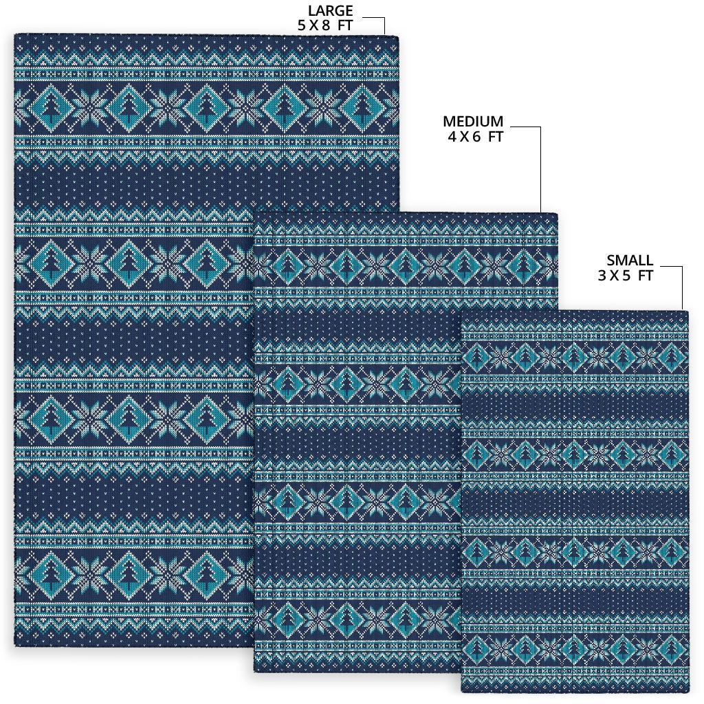 Fairisle Christmas Pattern Print Floor Mat-grizzshop