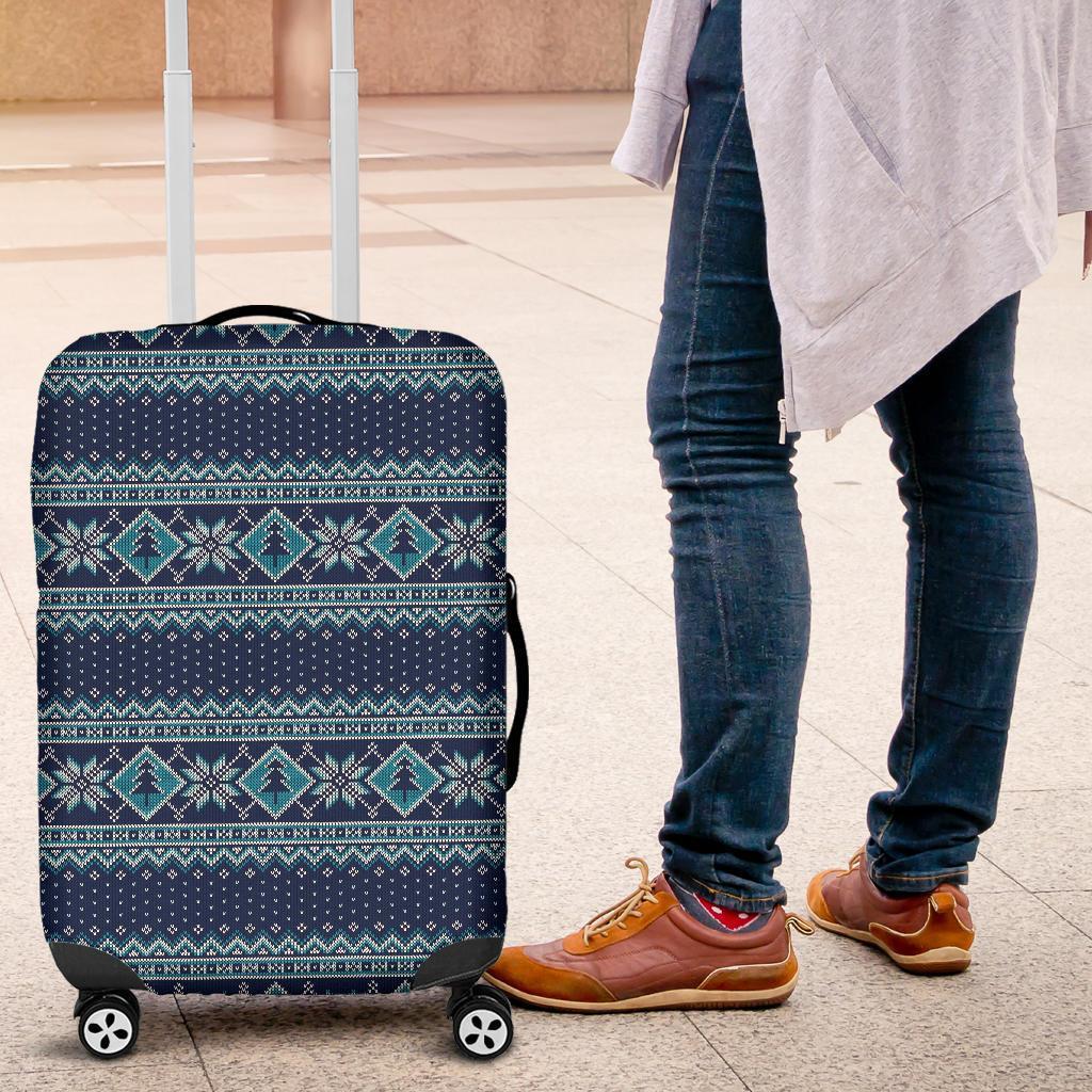 Fairisle Christmas Pattern Print Luggage Cover Protector-grizzshop