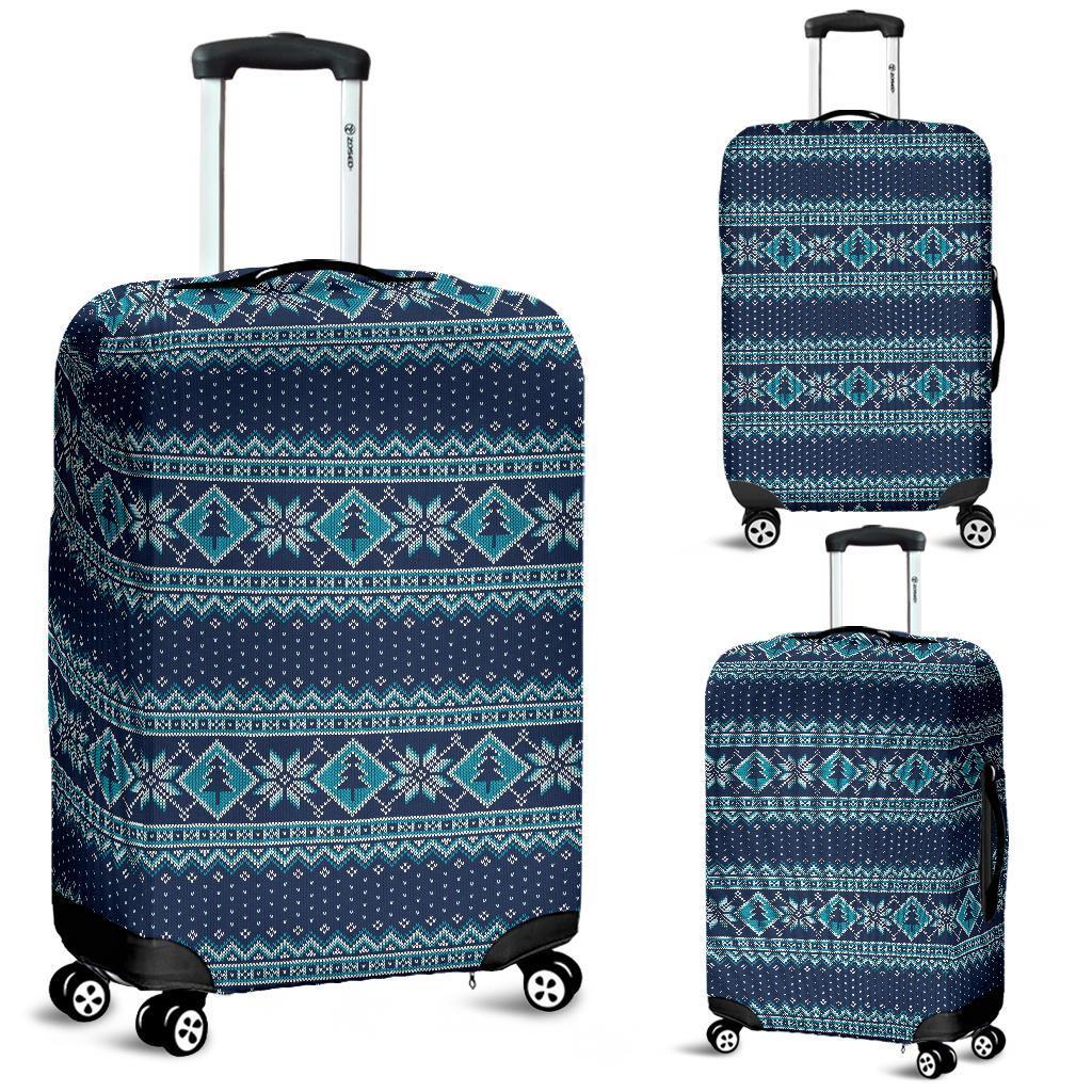 Fairisle Christmas Pattern Print Luggage Cover Protector-grizzshop