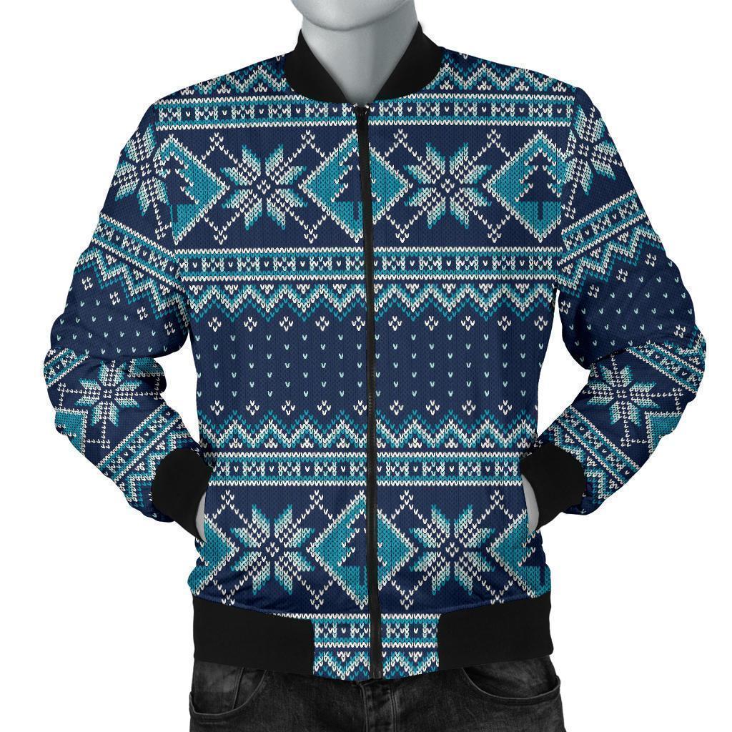 Fairisle Christmas Pattern Print Men's Bomber Jacket-grizzshop