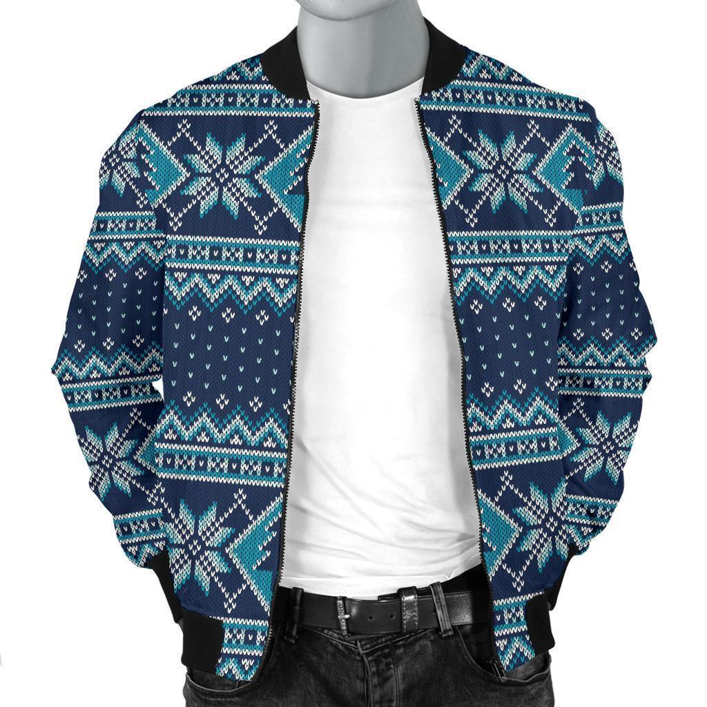 Fairisle Christmas Pattern Print Men's Bomber Jacket-grizzshop