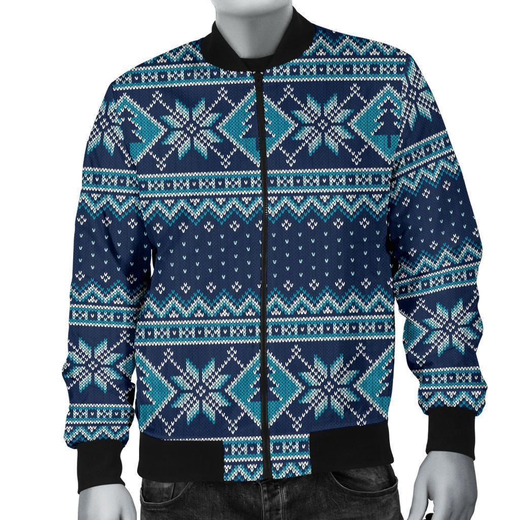 Fairisle Christmas Pattern Print Men's Bomber Jacket-grizzshop