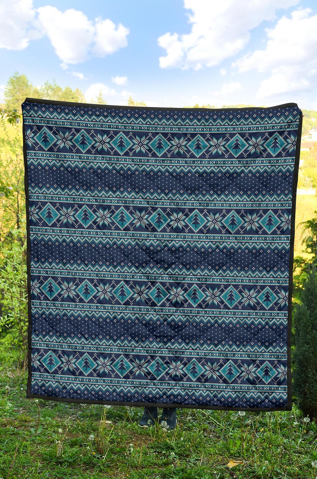 Fairisle Christmas Pattern Print Quilt-grizzshop